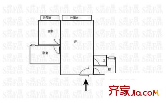 大坪新城大廈 2室 戶型圖