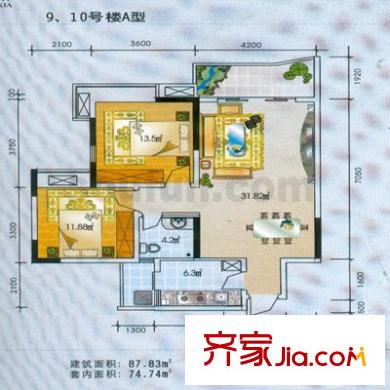盛景天下戶型圖戶型圖 2室2廳1衛(wèi)1廚