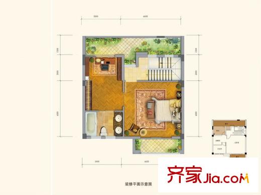 協(xié)信溪山墅一期聯(lián)排210平戶型地上三層 1室1廳1衛(wèi)