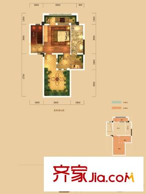 名流印象小的墅疊拼別墅G號(hào)樓中戶疊上五層戶型 3室2廳2衛(wèi)1廚