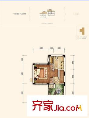 中航小鎮(zhèn)一期合院別墅三層戶型 3室2廳3衛(wèi)1廚