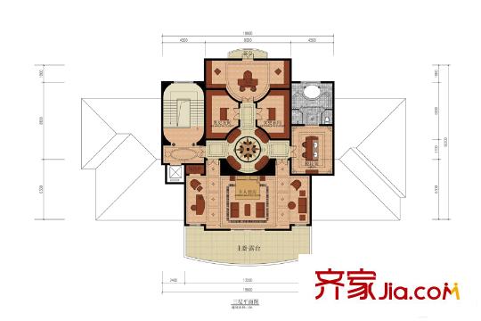 融創(chuàng)玫瑰園一期大獨(dú)棟別墅三層平面圖 6室8廳11衛(wèi)1廚