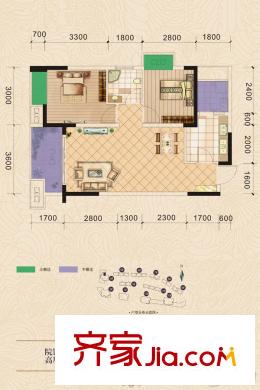 海志觀月山水高層4號(hào)樓標(biāo)準(zhǔn)層4-3戶型 2室2廳1衛(wèi)1廚