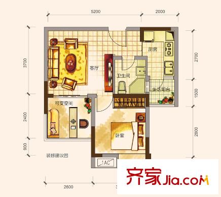 名流印象一期6/8號(hào)樓標(biāo)準(zhǔn)層B4戶型 2室2廳1衛(wèi)1廚