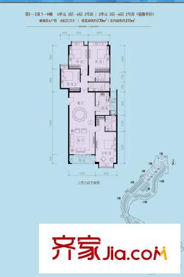 長江實業(yè)地產(chǎn)平方米湖園一期洋房1-3、7-9幢3-6層A戶型2號房 4室2廳3衛(wèi)1廚