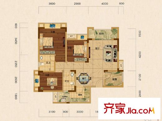 愛情谷一期1-5/9/13號(hào)樓標(biāo)準(zhǔn)層C1戶型 3室2廳2衛(wèi)1廚