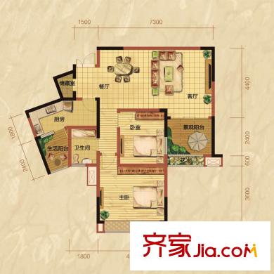 武夷濱江三期24號樓標(biāo)準(zhǔn)層A戶型 2室2廳1衛(wèi)1廚