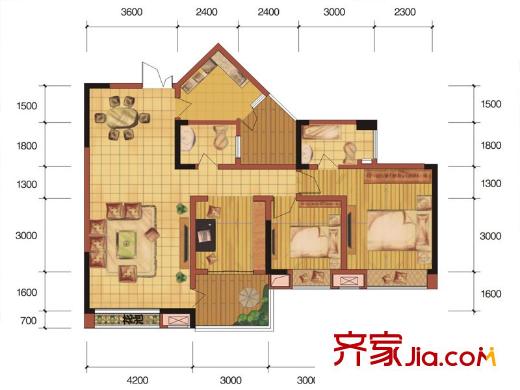 武夷濱江二期19棟標(biāo)準(zhǔn)層D戶型 3室2廳2衛(wèi)1廚