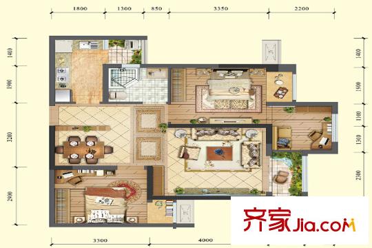 國博城一期高層1號樓標(biāo)準(zhǔn)層G2戶型 2室2廳1衛(wèi)1廚