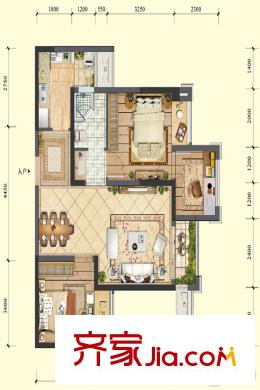 國博城一期高層1號樓標(biāo)準(zhǔn)層G4戶型 2室2廳1衛(wèi)1廚