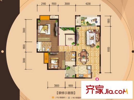 興茂盛世國際二期8/9號樓標準層C1戶型 2室2廳2衛(wèi)1廚
