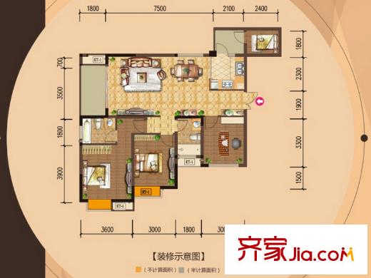 興茂盛世國際二期8/9號樓標準層C3戶型 2室2廳2衛(wèi)1廚