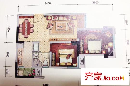 東原星樾一期高層3號樓標準層C1戶型 2室2廳1衛(wèi)1廚
