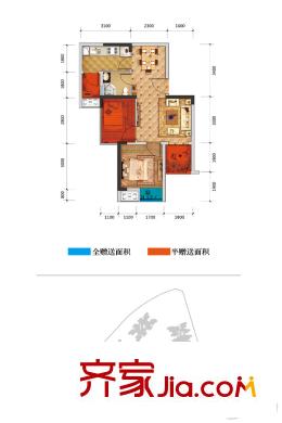 光亮天潤(rùn)城一期4號(hào)樓標(biāo)準(zhǔn)層D2戶型 2室2廳1衛(wèi)1廚