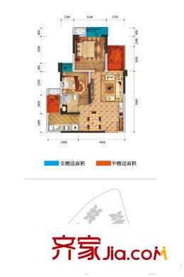 光亮天潤(rùn)城一期4號(hào)樓標(biāo)準(zhǔn)層D4戶型 2室2廳1衛(wèi)1廚