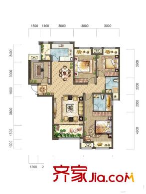 公園大道二期洋房E2戶型 3室2廳2衛(wèi)1廚