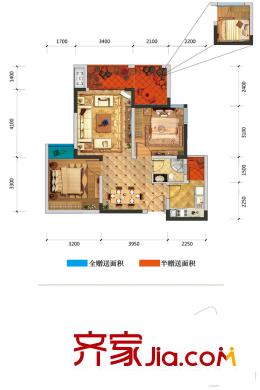 光亮天潤(rùn)城一期3號(hào)樓標(biāo)準(zhǔn)層C3戶型 2室2廳1衛(wèi)1廚