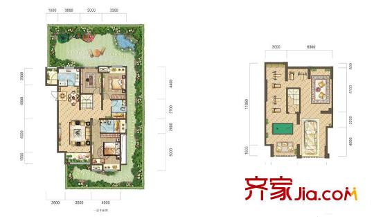 公園大道二期洋房D1-3戶型 2室2廳2衛(wèi)1廚