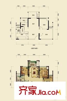 中交錦悅一期高層1號(hào)樓標(biāo)準(zhǔn)層7號(hào)房C3戶型 2室2廳1衛(wèi)1廚
