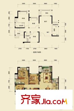 中交錦悅一期高層1號(hào)樓標(biāo)準(zhǔn)層1/6號(hào)房C1戶型 3室2廳2衛(wèi)1廚