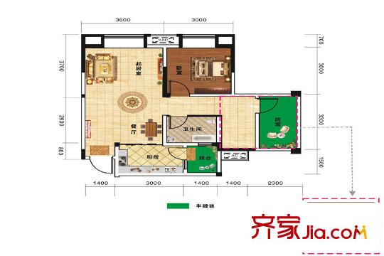 正源福源一期3/6/18-20號(hào)樓標(biāo)準(zhǔn)層3/6號(hào)房 1室1廳2衛(wèi)1廚