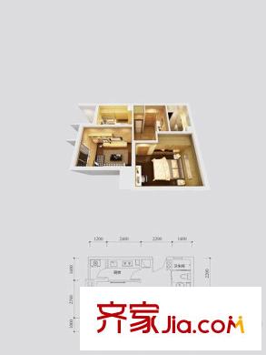 南方玫瑰城二期新起點1號樓標準層C戶型 1室1廳1衛(wèi)1廚