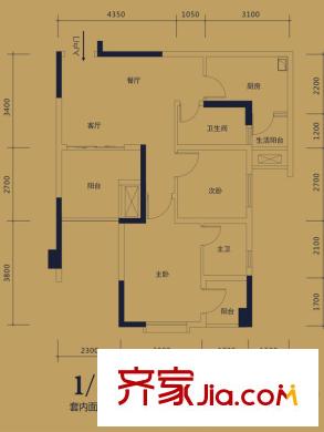 南方玫瑰城二期黛瑰苑9/10號樓標準層1/8號房 2室2廳2衛(wèi)1廚