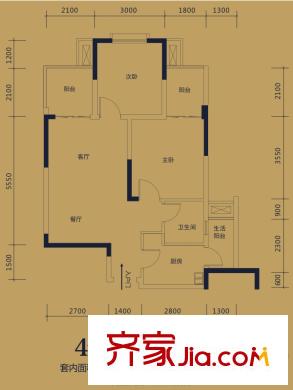 南方玫瑰城二期黛瑰苑1/2/7/9/10號樓標準層4號房 2室2廳1衛(wèi)1廚