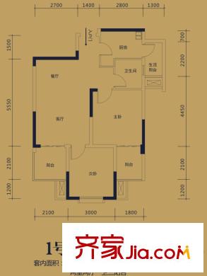 南方玫瑰城二期黛瑰苑7/9/10號樓標準層1號房 2室2廳1衛(wèi)1廚