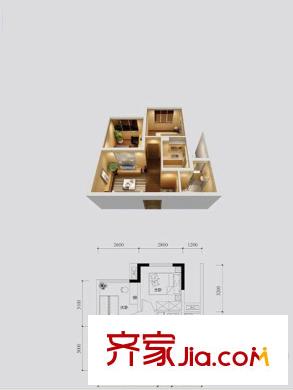 南方玫瑰城二期新起點1號樓標準層B戶型 2室1廳1衛(wèi)1廚