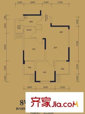 南方玫瑰城二期黛瑰苑1/2/9/10號樓標準層8號房 2室2廳1衛(wèi)1廚