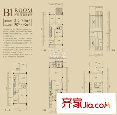 小泉森林海戶型圖小泉戶型B1 4室2廳4衛(wèi)1廚