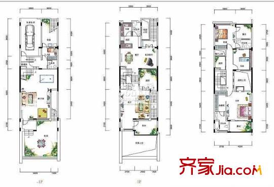 同景國際城法朵Villa戶型圖TC聯(lián)排別墅中間套 2室2廳2衛(wèi)1廚