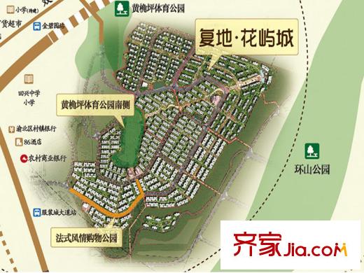 復(fù)地花嶼城區(qū)位圖