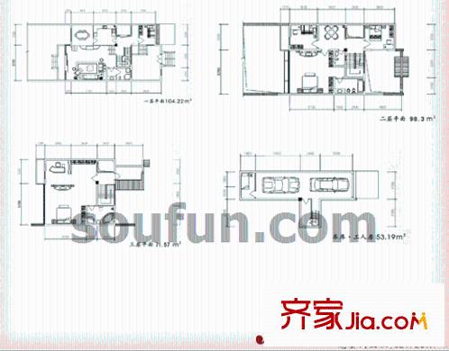 金科中華坊戶型圖A型 3室2廳2衛(wèi)1廚