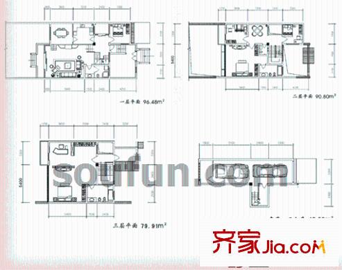 金科中華坊戶型圖B型 3室2廳2衛(wèi)1廚