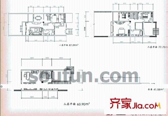 金科中華坊戶型圖D型 3室2廳2衛(wèi)1廚