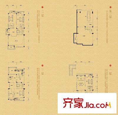 首鋼美利山二期御山戶型圖一期聯(lián)排1棟上坡端頭F戶型 5室2廳4衛(wèi)1廚