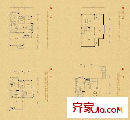 首鋼美利山二期御山戶型圖一期聯(lián)排3棟上坡端頭G戶型 5室2廳5衛(wèi)1廚