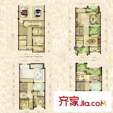 金輝城江城著聯(lián)排D戶(hù)型標(biāo)準(zhǔn)層 4室2廳3衛(wèi)1廚