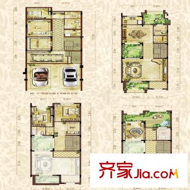 金輝城江城著聯(lián)排B戶(hù)型標(biāo)準(zhǔn)層 4室2廳3衛(wèi)1廚