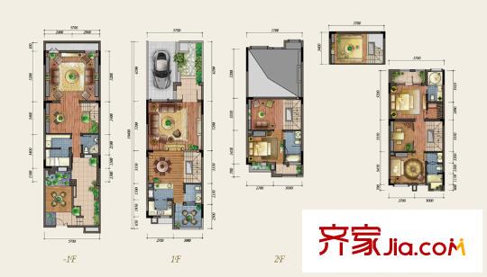 香閣華頌戶型圖一期下山聯(lián)排C戶型 3室2廳5衛(wèi)1廚