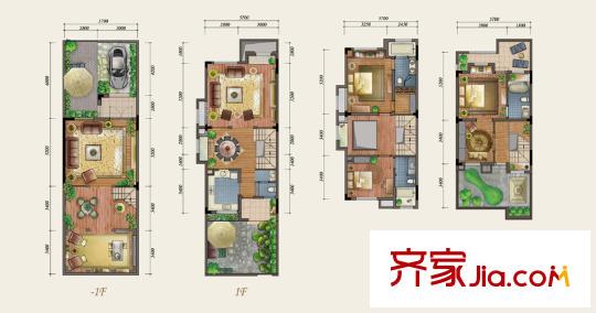 香閣華頌戶型圖一期上山聯(lián)排B戶型 3室2廳4衛(wèi)1廚