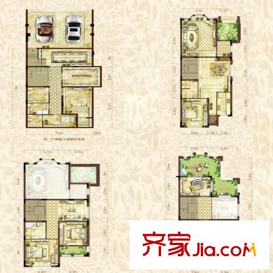 金輝城江城著聯(lián)排A1戶(hù)型標(biāo)準(zhǔn)層 4室3廳3衛(wèi)1廚