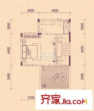 慶隆南山高爾夫橘香郡戶型圖B1戶型三層 1室1衛(wèi)1廚