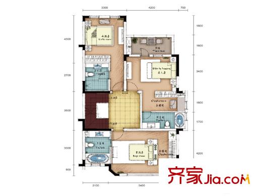 翡翠御園一期1-72棟B3戶型二層 6室3廳6衛(wèi)2廚