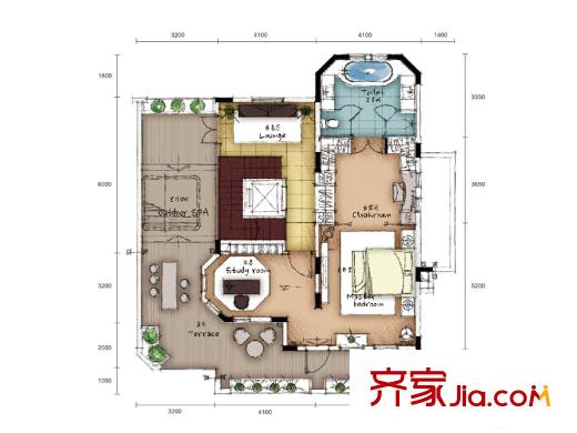 翡翠御園一期1-72棟B1戶型三層 5室4廳5衛(wèi)1廚