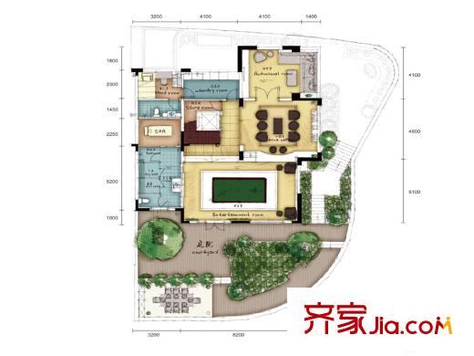 翡翠御園一期1-72棟B1戶型負(fù)一層 5室4廳5衛(wèi)1廚