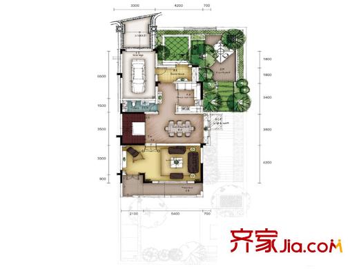 翡翠御園一期1-72棟B3戶型一層 6室3廳6衛(wèi)2廚