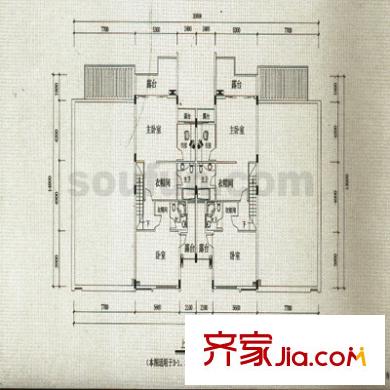 中安翡翠湖戶型圖D型聯(lián)排 6室